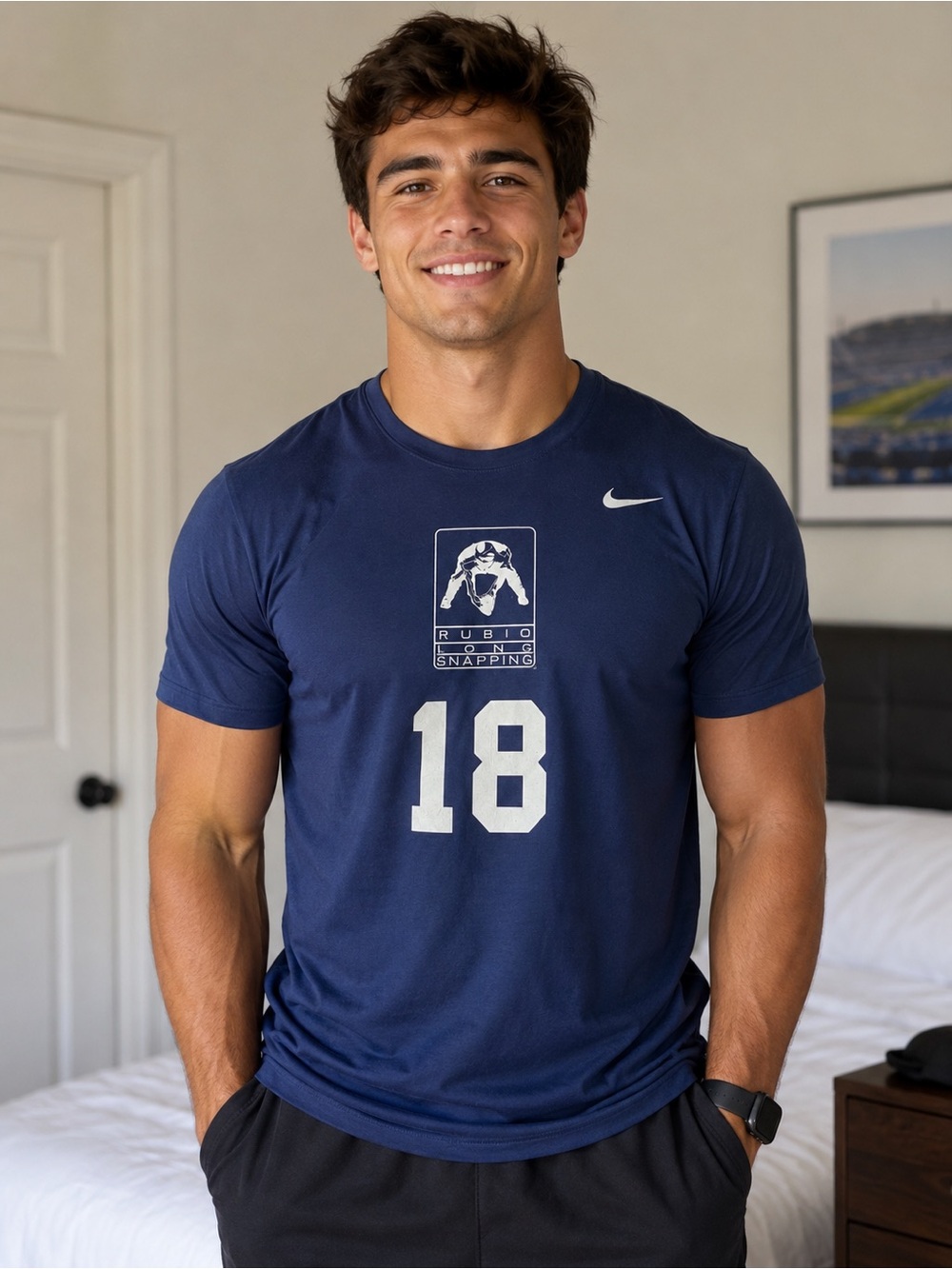 Nike Dri Fit Rubio Long Snap Men Navy Short Sleeve Moisture Wicking Tee Shirt XL